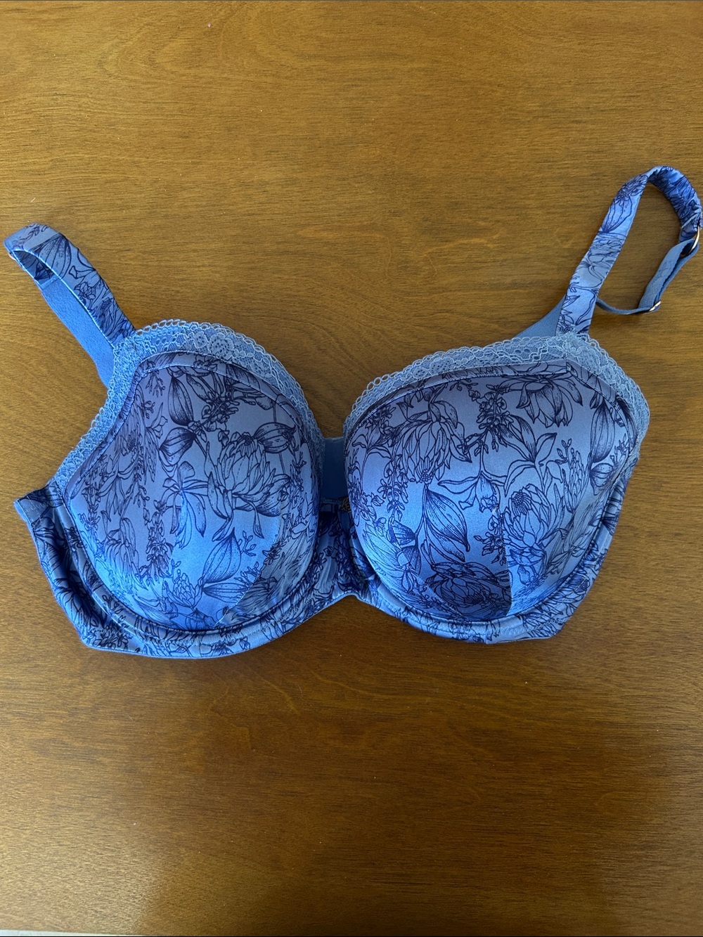 Marks & Spencer Blue Floral Lace-Trim Underwire Bra